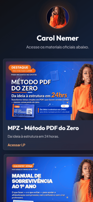 Versão mobile do projeto Portal Carol Nemer